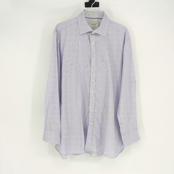 Ted Baker Button Down Dress Shirt Blue 17 32/33 preppy classis Business casual - Picture 1 of 6